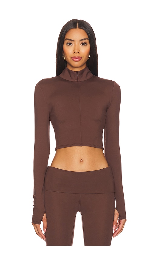 Shop Wellbeing + Beingwell Loungewell Light Jordan Half Zip Top In Brown