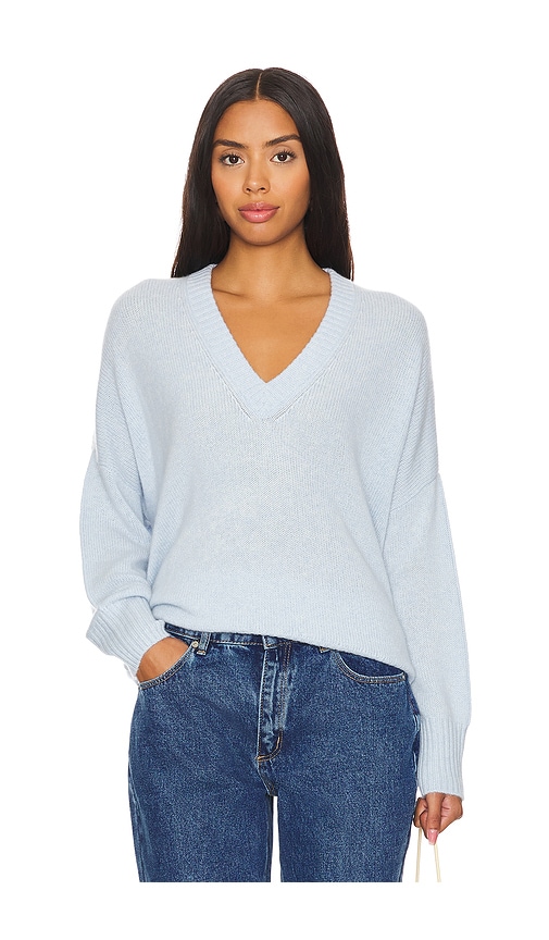 Shop W. Cashmere Charlotte V Neck Sweater In Blue