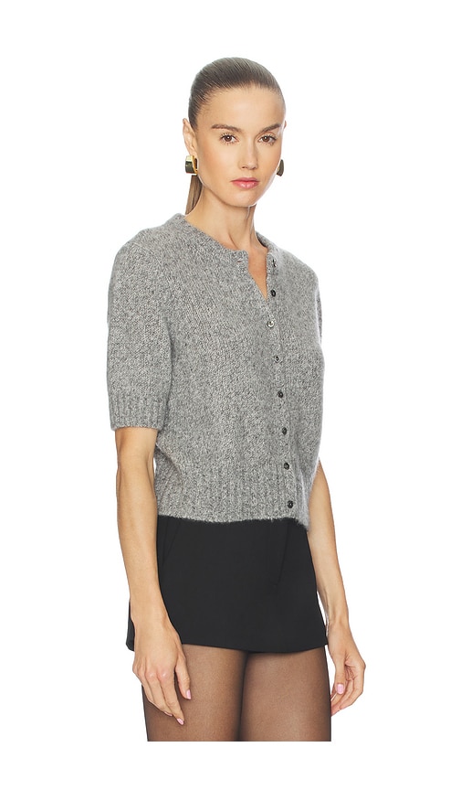 W. Cashmere Clara Short Sleeve Cardigan In Gray