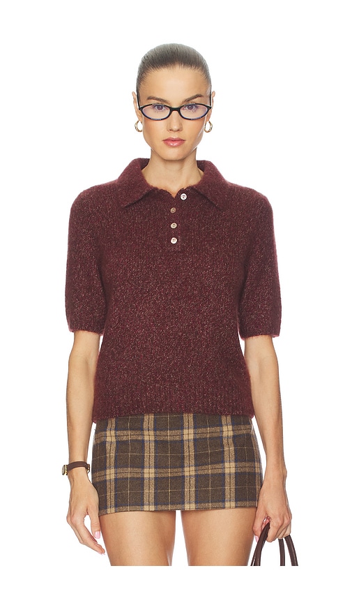 W. Cashmere Luna Polo Short Sleeve Pullover In Red