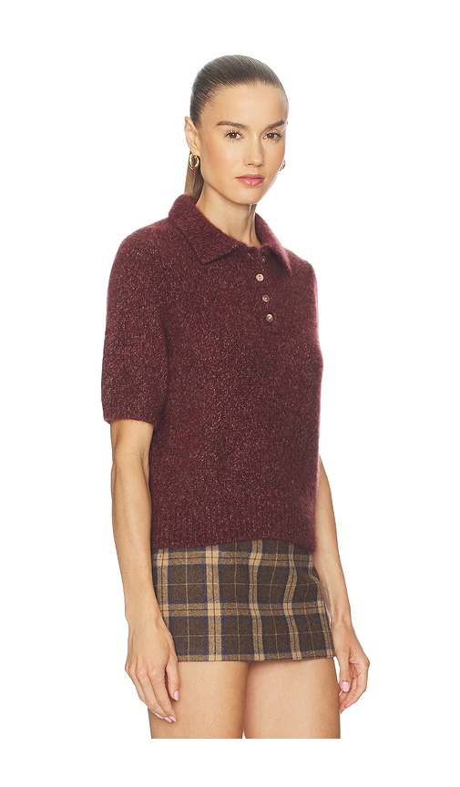 W. Cashmere Luna Polo Short Sleeve Pullover In Red