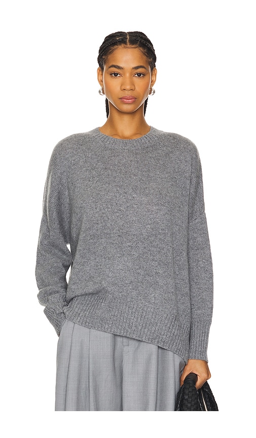 Shop W. Cashmere Joey Oversized Crewneck In Heather Grey