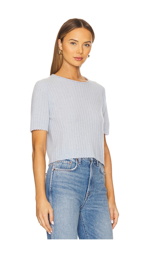 W. Cashmere Diane Ribbed Top In Baby Blue