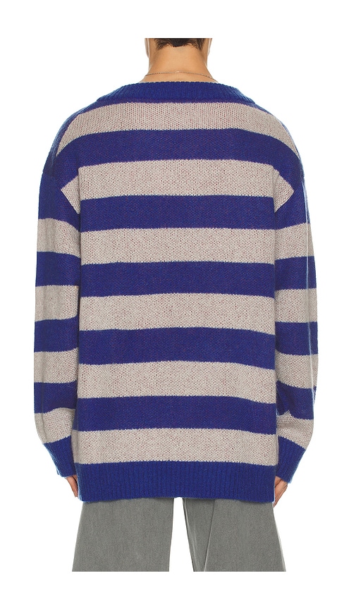 We11 Done Grunge Stripe Pullover In Blue