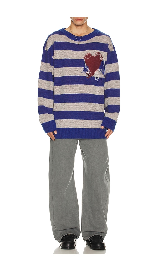  We11done Grunge Stripe Pullover In Blue. Size S. Also In M, L. 