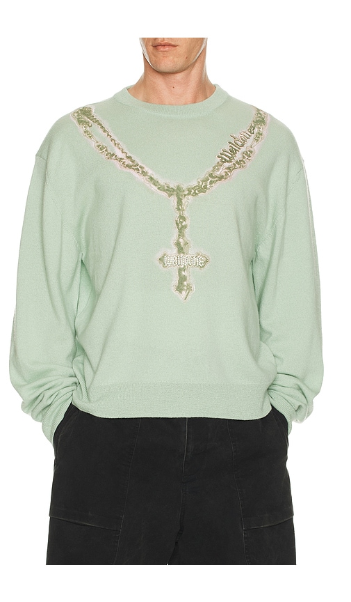 WE11DONE Pearl Logo Necklace Print Pullover