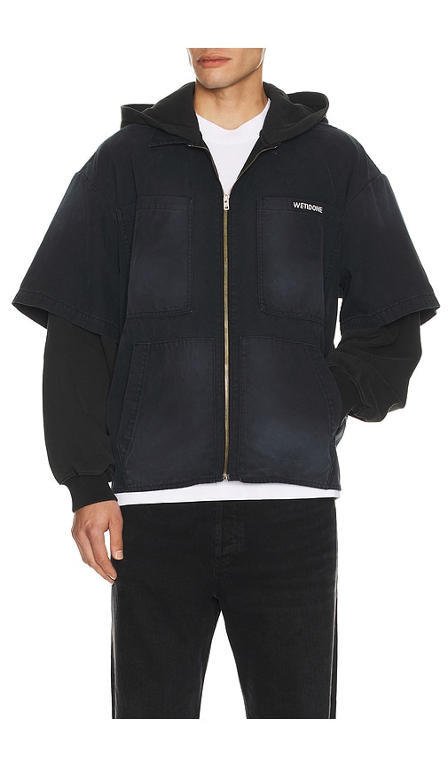 We11 Done Faded Layered Hoodie Jacket In Animal Print