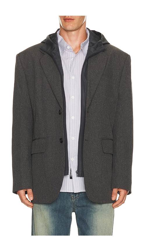 We11 Done Hood Detachable Blazer In Gray