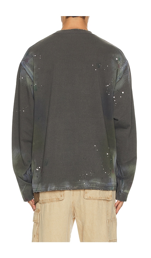 We11 Done Dirty Painting Long Sleeve T-shirt In Gray