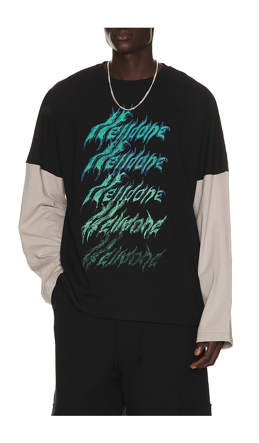 WE11DONE Crayon Multi Logo Long-Sleeved T-Shirt in Black | REVOLVE
