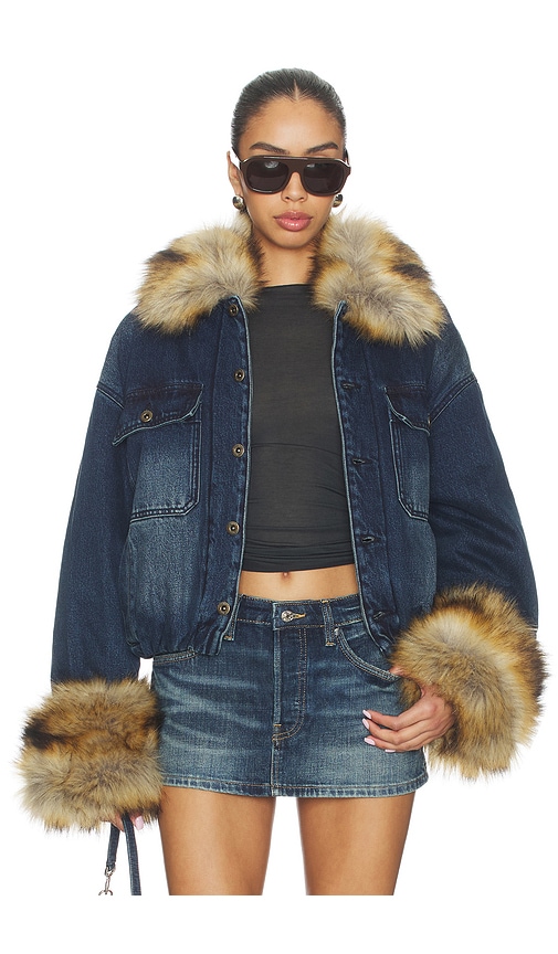 WE11DONE Faux Fur Denim Jacket
