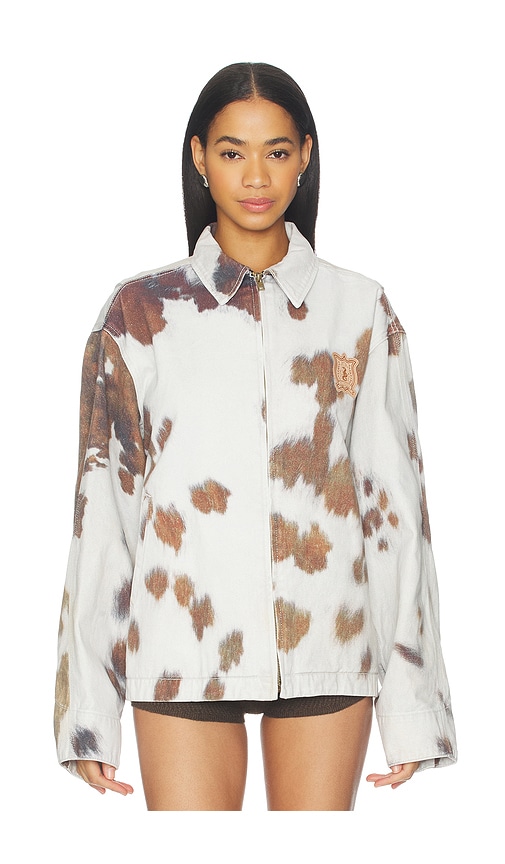  We11done Cowhide Print Work Jacket In Light Grey. Size S. Also In M. 