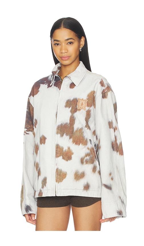  We11done Cowhide Print Work Jacket In Light Grey. Size S. Also In M. 