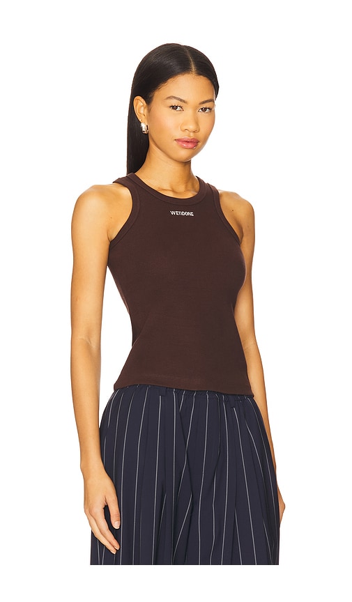 We11 Done Minimal Logo Tank Top In Brown