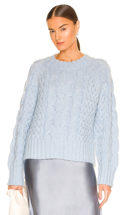 Weekend Stories Ansel Cable Pullover in Baby Blue | REVOLVE