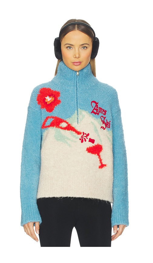 We Norwegians X Markarian Bouclé Quarter-zip Sweater In Blue