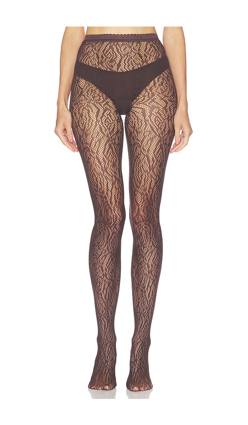 Wolford Rose Lace Effect Tights In Black
