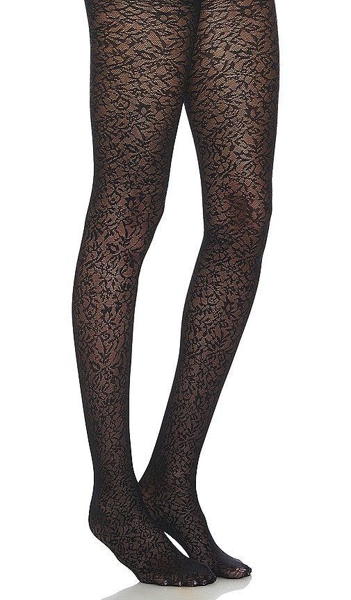 Wolford Floral Jacquard Tights In Black