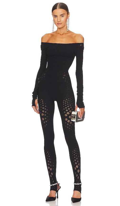 Wolford Dots Illusion Net Jumpsuit in Black REVOLVE