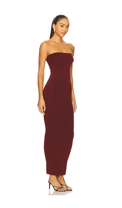 Wolford Fatal Strapless Midi Dress In Burgundy