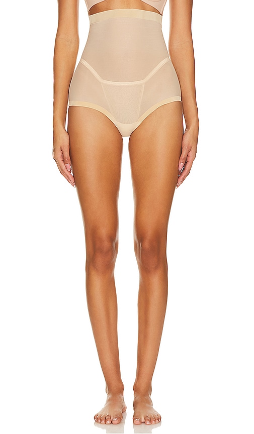 Wolford Tulle Control High Waist Panty in Clay