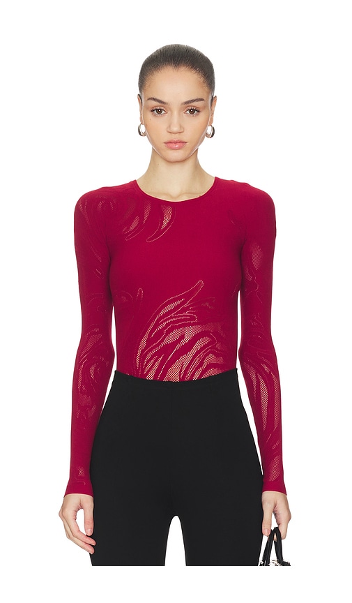 Wolford Rose Net Bodysuit In Red