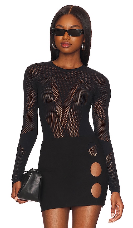 Wolford Romance Net Bodysuit in Black | REVOLVE