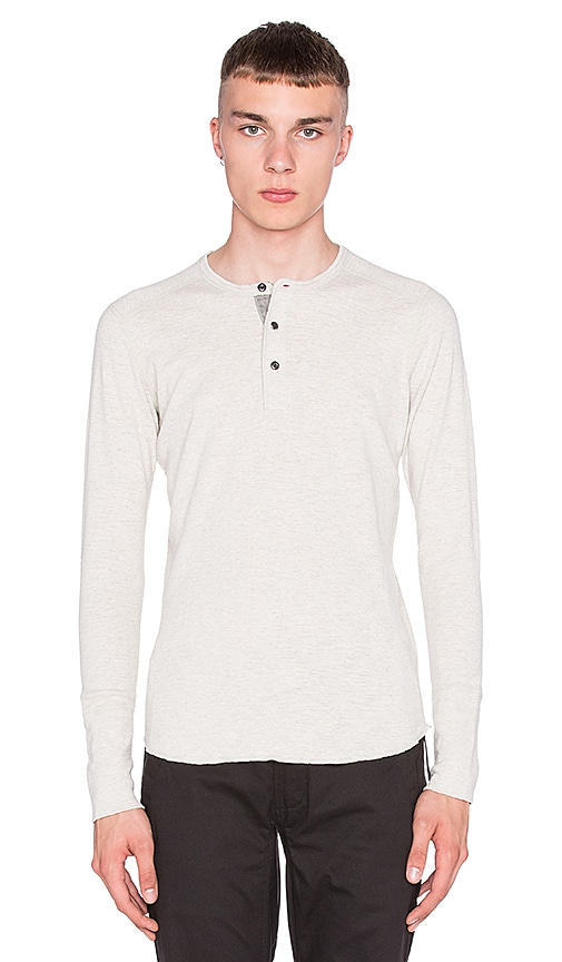 Wings + Horns Light Grey Waffle Knit Henley Shirt