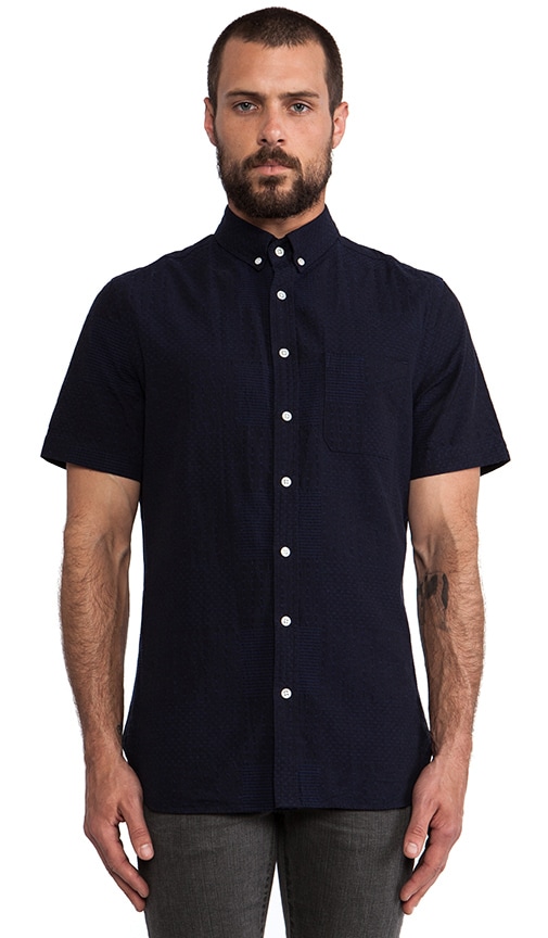 wings + horns Sashiko Button Down Shirt in Indigo Blue | REVOLVE