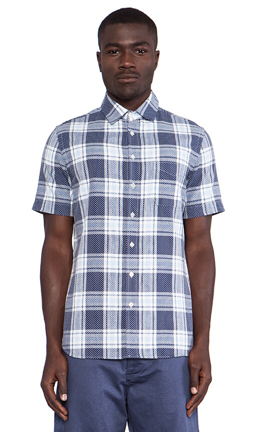 Short Sleeve Sashiko Plaid Shirt