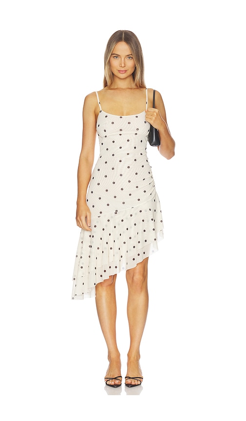 With Harper Lu Asymmetrical Frill Midi Dress