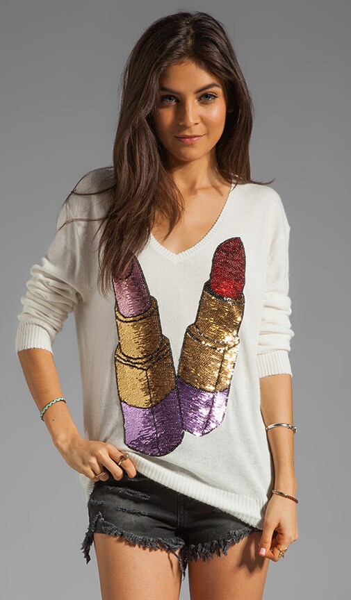 White Label Sequin Lipstick Sweater