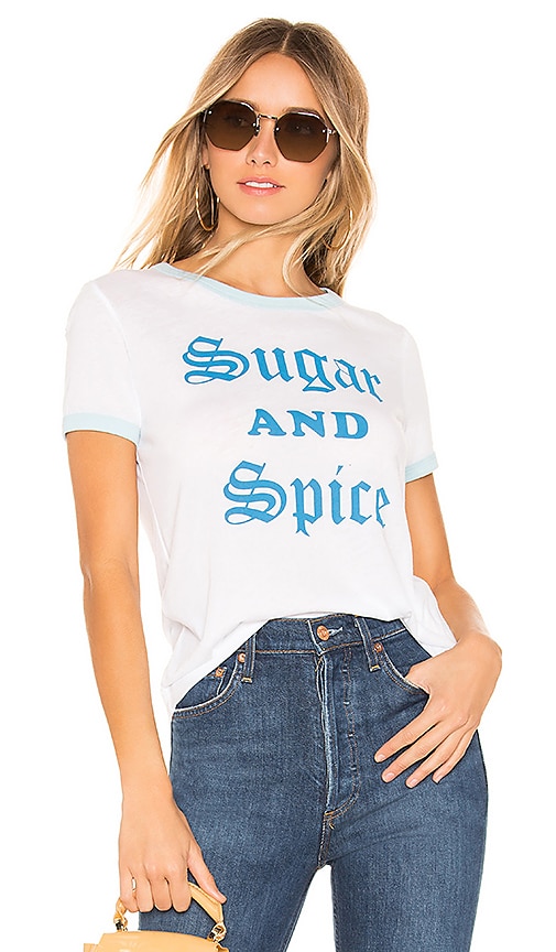 Wildfox Couture Sugar And Spice Johnny Ringer Tee in Clean White & Honolulu Blue | REVOLVE