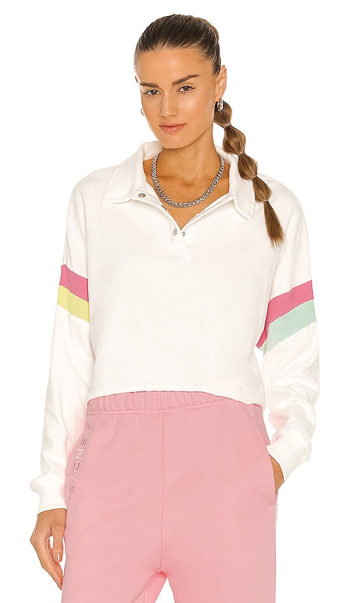 Wildfox Couture Candy Stripe Miami Polo Top in Vanilla
