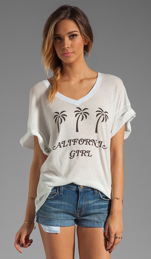 Pink Palms Oversize V Neck Tee