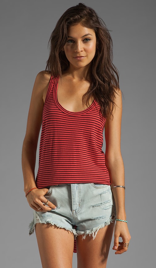 Stripe Jersey Slouchy Double Shirttail Tank