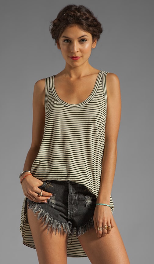Stripe Jersey Slouchy Double Shirttail Tank
