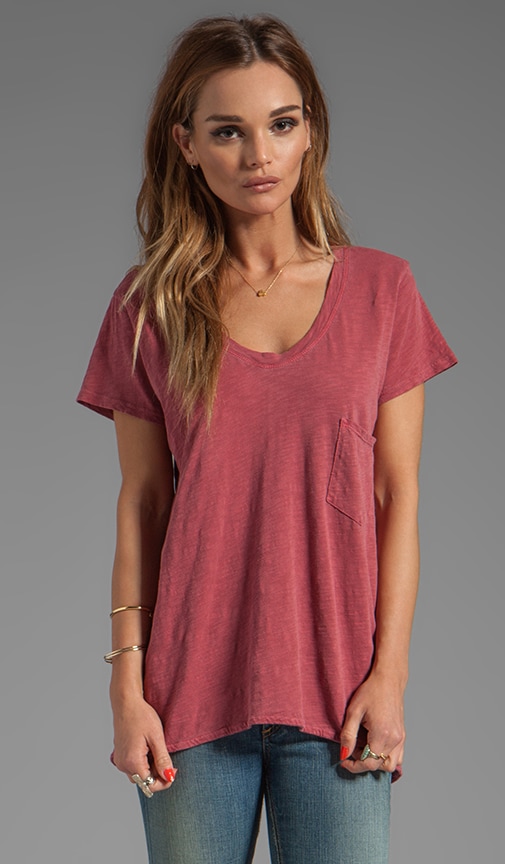 Slub Jersey Slouchy V Pocket Tee