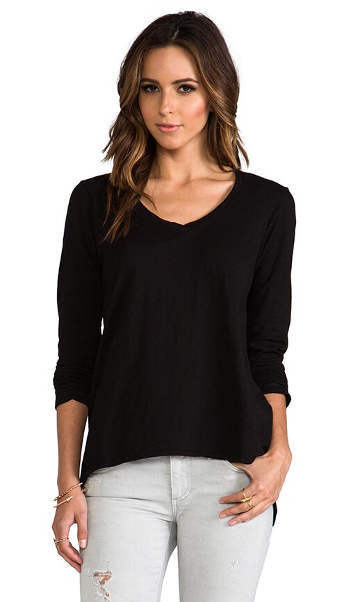 Slub Long Sleeve Shrunken Deep V