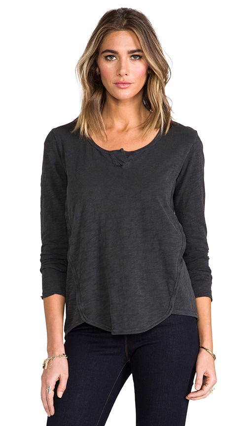 Long Sleeve Shrunken Henley Shirttail
