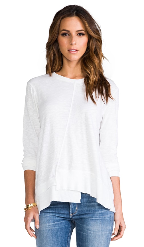 Long Sleeve Twisted Seam Rib Mix Tee