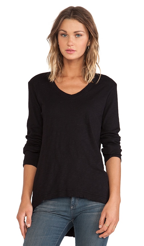 Slub Jersey Long Sleeve Rib Mix Hi-Lo Tunic