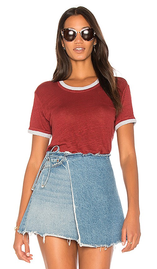 Wilt Easy Color Contrast Garment Dye Tee in Brick & Dusk