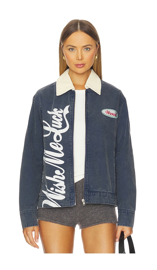 Wish Me Luck Auto Jacket in Blue & Off White