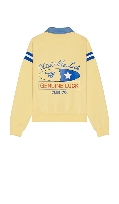 Wish Me Luck Quarter Zip Long Sleeve Polo In Yellow