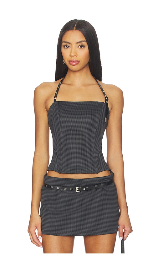 With Jean Iris Top in Black Check