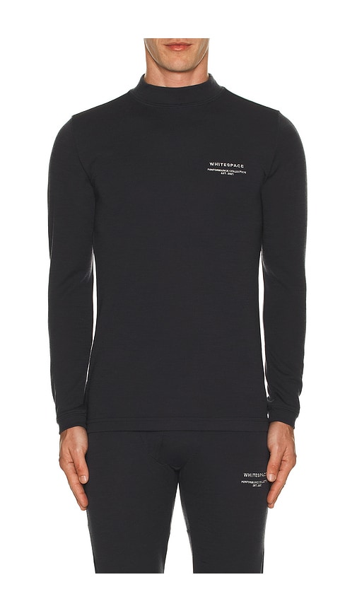 Whitespace Merino Mock Neck Baselayer T-shirt In Black