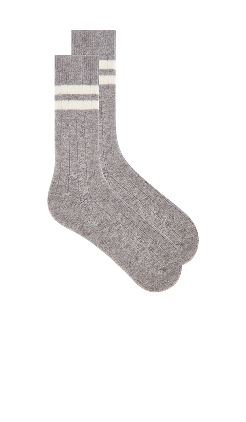 White & Warren Cashmere Ribbed Striped Socks