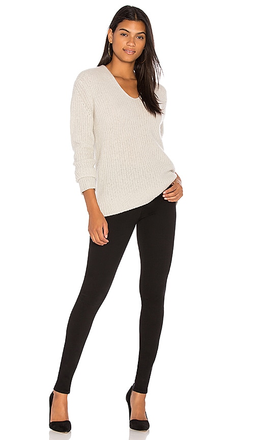 [white   warren]长毛绒罗纹v领毛衣(女款)