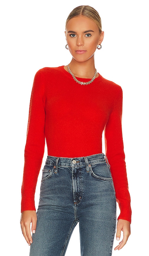 White + Warren Cashmere Sweater in Bright Poppy | REVOLVE